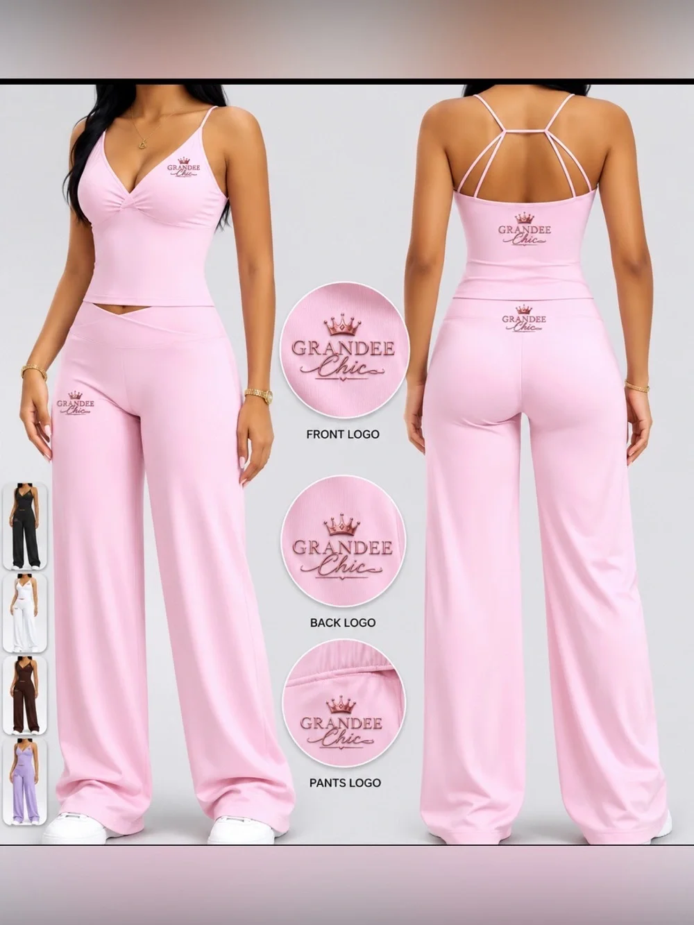 Pink Wide-Leg set “2 pieces “